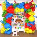 Rainbow Balloon Garland Arch Kit with 162pcs Yellow Blue Red Green Balloons and Long Balloons for Christmas Candyland Birthday Party Decorations (Circle)