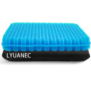 Gel Seat Cushion for Long Sitting - 16.5" x 14.5" x 2.4" (Extra ThickSoft) Gel Cushion for People Over 185 lbs, Pressure Relief Cushion for Office Chair, Egg Cushions for Wheelchair, Gel Pad for Car (Thicken Size Blue Gel)