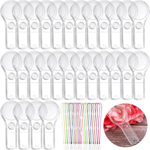 Kanayu 100 Pcs Mini Handheld Magnifying Glass for Kids 5X 15X Hand Lens Small Magnify Glasses Lens Plastic Magnifier with 100 Lanyard for Reading Home School Classroom Outdoor Science Observation