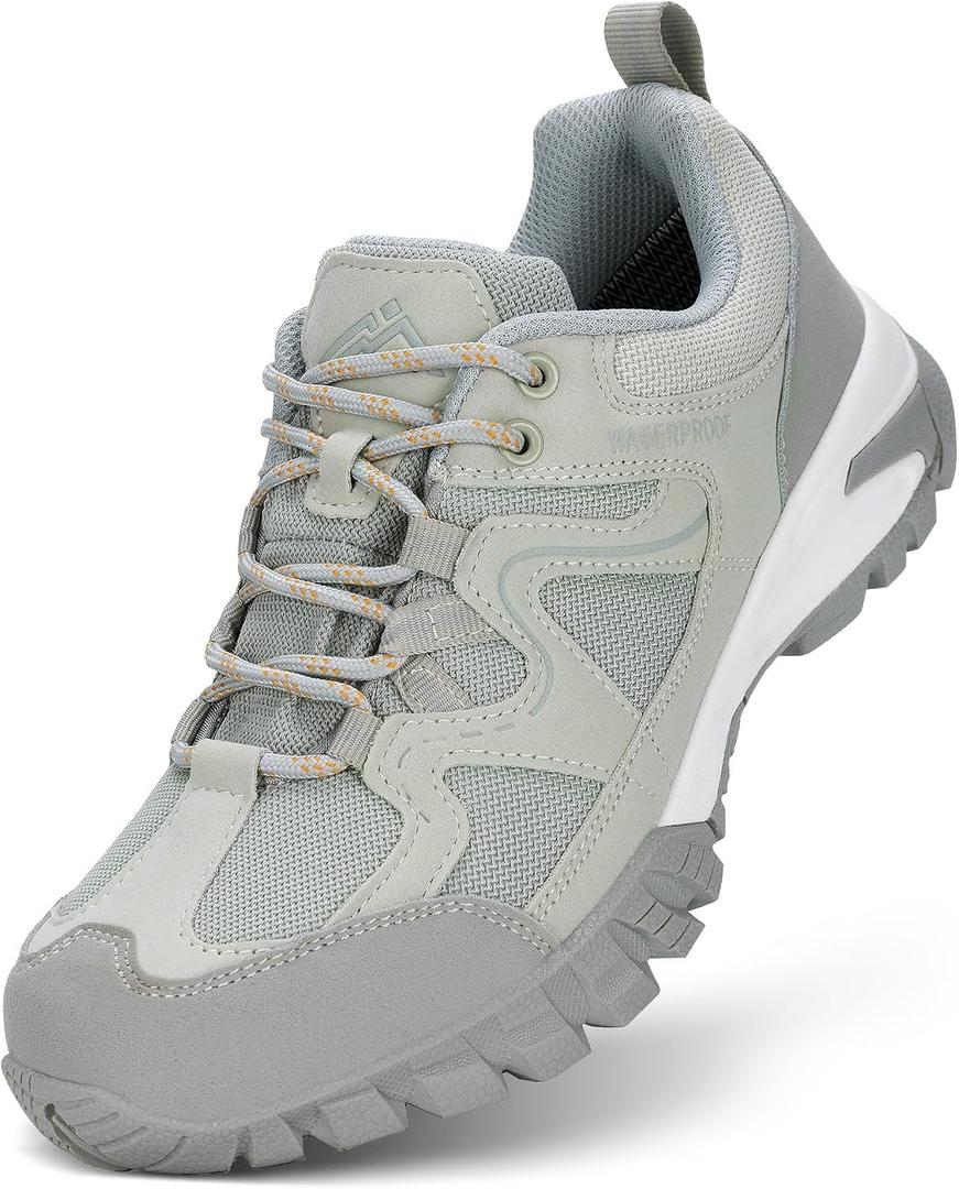 CC-Los Women's Lightweight Waterproof Hiking Shoes for Walking, Outdoor & Climbing Grey Wide Size 8.5