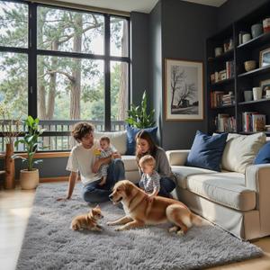 Rugs for Bedroom 4x6, Alfombras para Salas Shag Large Plush Soft Area Rug, Shaggy Carpets for Livingroom, Kids Boys Girls Home Decor Aesthetic(Light Grey, 4 x 6)