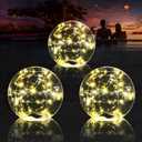 Cootway Floating Pool Lights, 15 Inch Warm White Solar Pool Light That Float, IP68 Waterproof Inflatable Light Up Pool Balls, Float or Hang Solar Floating Lights for Pool, Wedding, Party Decor - 1p