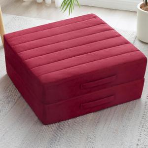 2 Pcs High Density Foam Floor Pillow - Upgraded Large Pillows Seating for Adults - Outdoor Floor Cushion with Soft Tufted Cover - Yoga Pillows for Sitting On Floor