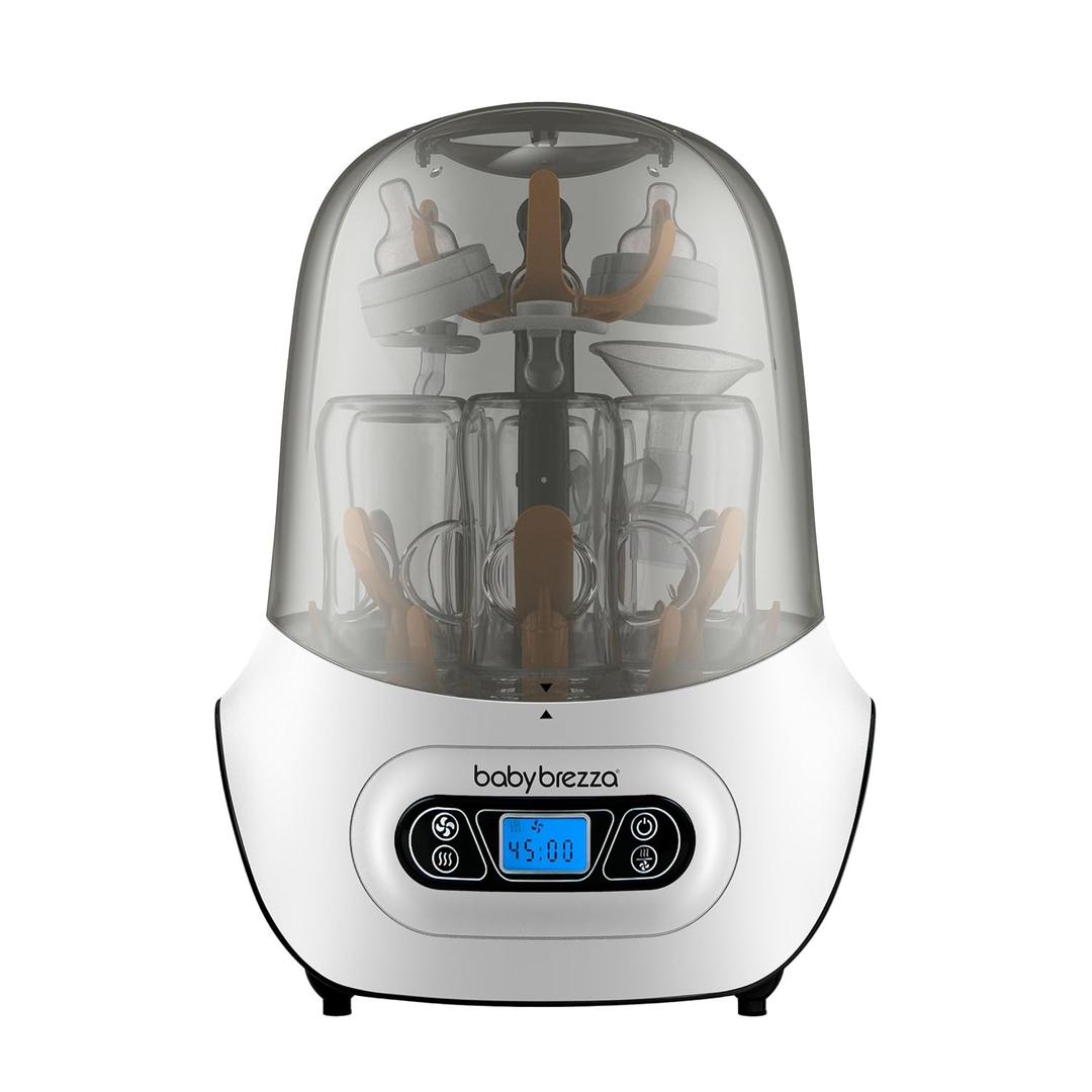 Baby Brezza Baby Bottle Sterilizer and Dryer Machine  Electric Steam Sterilization - Universal Fit - Pacifiers, Glass, Plastic, and Newborn Feeding Bottles (White)