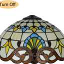 Baroque Style Lamp Shade Replacement Only 16X9 Inch Stained Glass Beige Yellow Mahogany Elegant Lampshades 1 Pcs Tiffany Light Cover Accessories for Table Lamp Floor Lamp Pendant Light