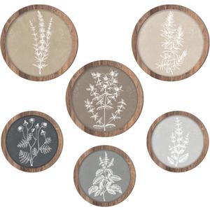 Threehoney 6 Pcs Framed Botanical Wall Art Set Floral Wall Art Vintage Boho Plant Print Hanging Decor Botanical Prints Wooden Rustic Floral Home Decor(8 Inch, 10 Inch)