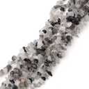 LAIDANLA Black Rutilated Quartz 400pcs Natural Chip Stone Beads 5-8mm Healing Crystal Irregular Gemstones Drilled DIY Loose Rocks Bead Crystal for Bracelet Earrings Necklace Jewelry Making Crafting