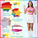 3Pcs Halloween Women Costume 2025 Accessories with Socks Stain Hot Pink Headband Large Rainbow Star Patch for Girls Cosplay