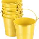 PATIKIL 3" Height Mini Metal Bucket, 6 Pack Colorful Metal Succulents Pot Party Decorative Pails with Handles for Small Succulents, Yellow