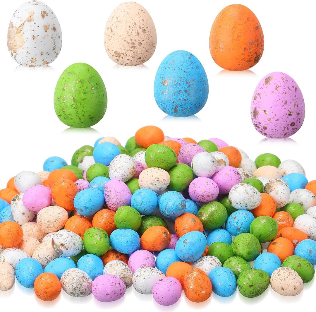 200 Pcs Mini Foam Easter Eggs Decorative Speckled Fake Bird Eggs for Easter Basket Stuffers Vase Fillers Crafts DIY Party Decorations, 0.6 x 0.7 Inch(Pastel Color)