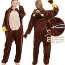 Ezuwail Unisex Animal Onesie for Adults,Cute Cosplay One Piece Pajamas, Soft Flannel Halloween Costume for Men and Women (Brown, S)