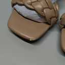 Syktkmx Women's Braided Heeled Sandals Backless Square Open Toe Block Slide Sandals, Light Brown, Size 7,5