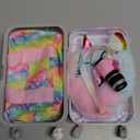 K.T. Fancy 23 PCS American 18 Inch Doll Accessories Suitcase Luggage Travel Set - Rainbow Suitcase Rainbow Bag Camera Computer Cell Phone Neck Pillow Eye Mask Glasses Gift for Christmas (NO Doll)