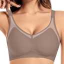 Easybunny Womens Wireless Bras Petite V Mesh Push Up Comfortable Bralettes Supportive Seamless No Underwire Tshirt Jelly Bra, M