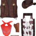 TOGROP Cowboy Costume for Boys 5pcs Kids Cowgirl Western Dress Up Party Cosplay 3-13 Years