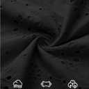 ZESICA Women's Summer Short Puff Sleeve Shirts 2025 V Neck Casual Hollow Out Lace Embroidered Blouse Tops (Black, S)