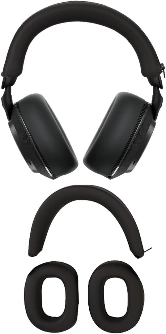 [2Sets] for Bowers & Wilkins Px7 S3 Case Cover,NOUKAJU Silicone Protective Cover,Headphones Accessories,Silicone Ear Pads & Headband,Case for B&W Px7 S3 Headphones(Black)