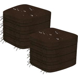 17'' x 16'' x 2.5"Thick Chair Cushions for Dining Chairs, 8 Pack WaterProof Easy Clean Kitchen Chair Pads with Ties and Non-Slip Backing - 30D High Elastic Foam Soft Kitchen Chair Cushions (Brown)