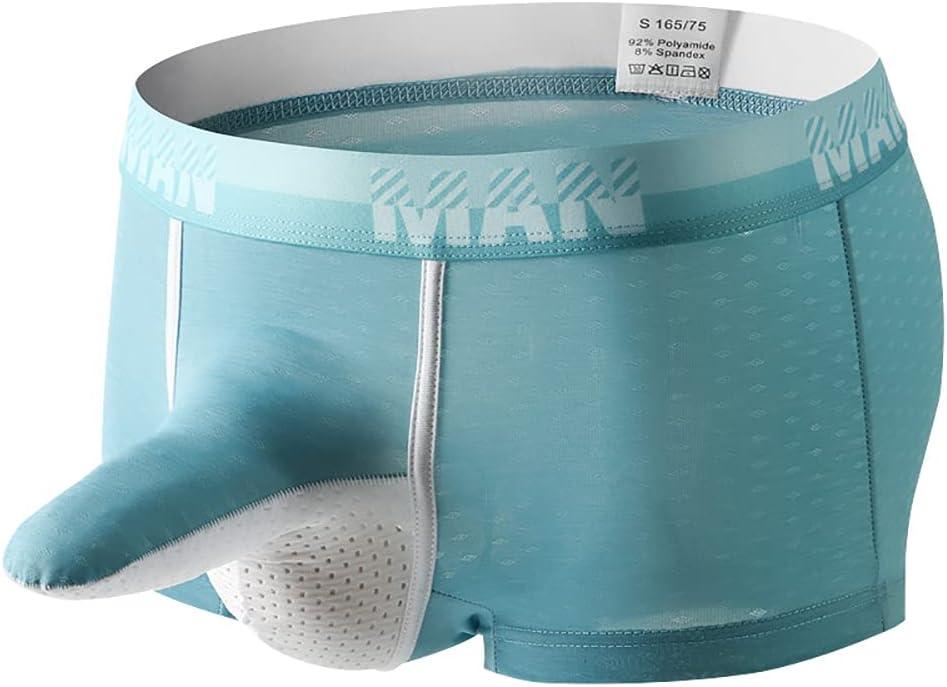 Mens Ice Silk Elephant Nose Boxer Briefs Pouch Underwear (Medium, Green)