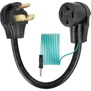 4 Prong to 3 Prong Dryer Plug Adapter with Green Ground Wire, Connects 4-Prong New Dryer Female to 3 Prong Old Dryer Male Receptacle, NEMA 10-30P to 14-30R Dryer Adapter,STW 10AWG 1.5 FT