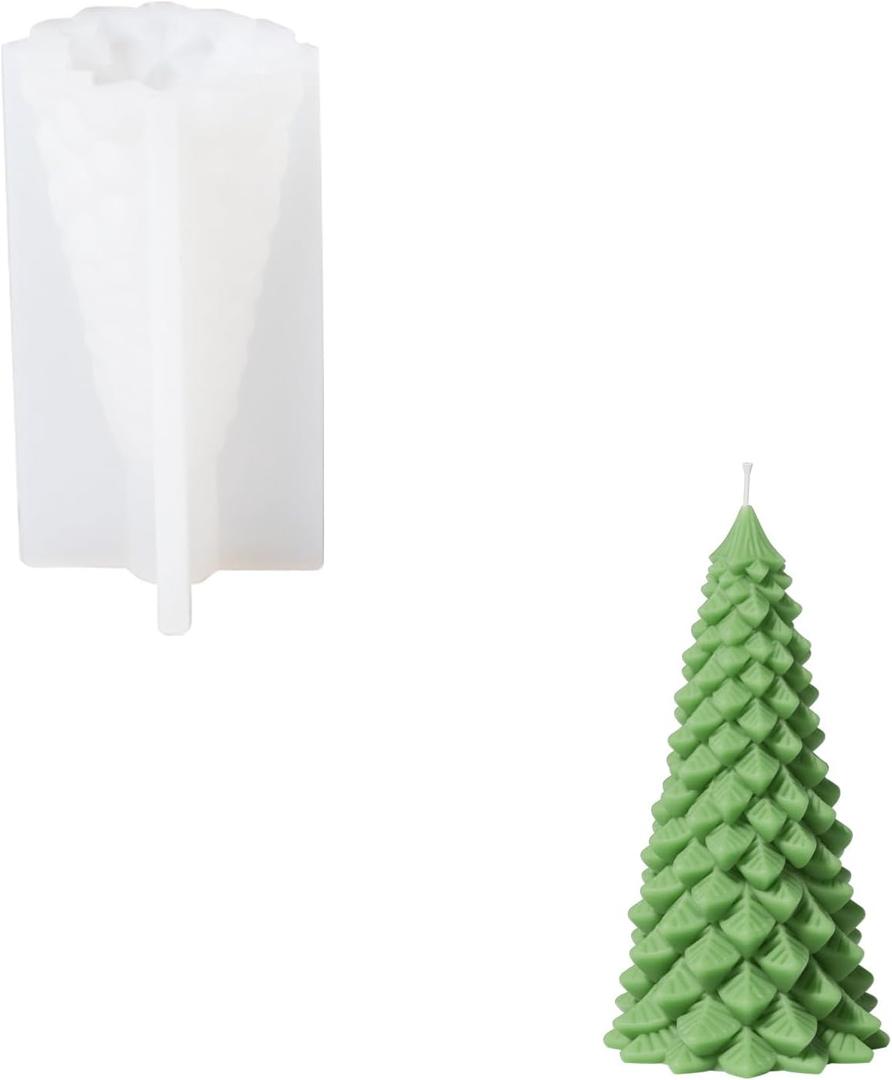 Boowan Nicole Chritsmas Pine Tree Candle Molds for Candle Making, Silicone Candles Moulds Gift for Christmas Home Decoration DIY (LZ0649-1)