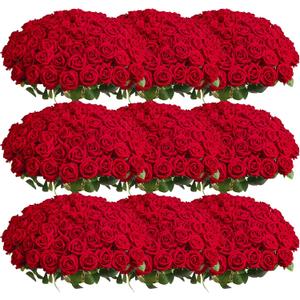 Auihiay 154pcs Red Roses Artificial Flowers - Realistic Faux Red Roses for Wedding Wedding, Table Centerpiece, Home Party, Valentine's Day, Mother's Day, Anniversary Decorations