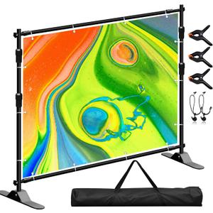 Photo Backdrop Banner Stand Kit, Heavy Duty 10 x 8 FT Adjustable Telescopic Tube Back Drop Display Stand, Step and Repeat Stand for Party Photography Trade Show Booth Background, with Clips