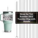 6 Pack Straws for YETI 35oz Tumbler, Replacement Straws 9.45" Long, Reusable Hard Plastic Tritan Straws, BPA Free Dishwasher Safe, w/Cleaning Brush, Ideal for Gym Office Travel Daily Use