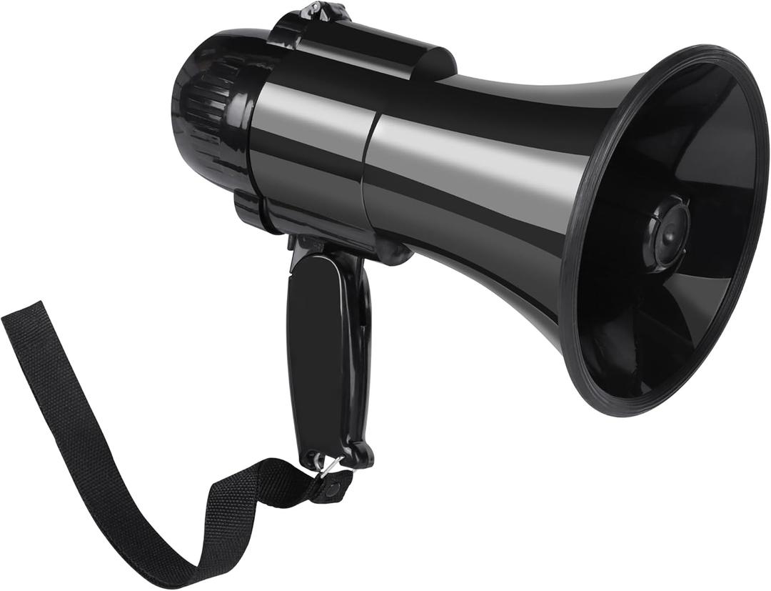 30 Watt Power Portable Megaphone Bullhorn Speaker Voice, Siren/Alarm and 240S Recording with Volume Control and Strap (Black)