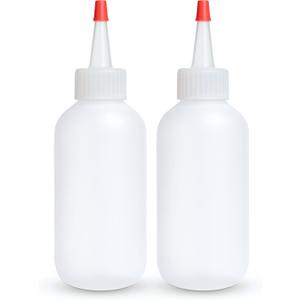 BRIGHTFROM Condiment Squeeze Bottles - 4 OZ Squirt Empty Bottles, Red Top Cap, Leak Proof - Great for Ketchup, Mustard, Syrup, Sauces, Dressing, Oil, Arts and Crafts, BPA-FREE Plastic - Pack of 2
