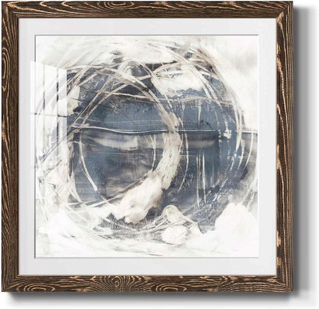 Square Barnwood Walnut Color Framed Abstract Wall Art Paper Print Modern Decor for Home and Office, Ready to Hang, 3 ft by 2 ft 