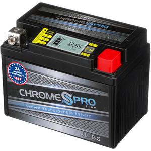 Chrome Pro iGel YTX4L-BS Maintenance-Free, LCD Display, 50CCA, 12V 3Ah Battery Replacement for ATV, Motorcycle, Jet Skis, Scooter, UTV, and More - Nut and Bolt (T3) Terminal