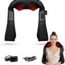 Shiatsu Neck and Back Massager with Heat, Electric Deep Tissue 4D Kneading Massage for Shoulder, Back, Neck and Full Body Muscle Pain Relief, Home, Car, Office Use PJ100, Black
