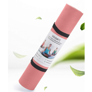 YOGATI® Yoga Mat with Strap with Alignment Lines Home Workout Mat for Women, Men and Kids Thick Non Slip Yoga Mat for Pilates and Fitness, Pink Yoga Mats