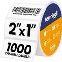 2x1 Thermal Labels  1000 Barcode & Address Labels/Roll for Shipping, SKU & Inventory Stickers, Compatible with Rollo, Zebra, Munbyn, iDPRT & Direct Thermal Printers (White)