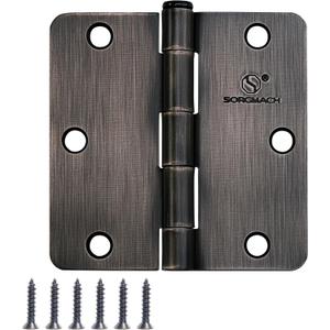 Door Hinge 3 1/2 Inch Interior Door Hinges Oil Rubbed Bronze Black 3.5 Inch Interior Hinges 1/4" Radius Flat Iron Hinge 3 "x 3 " Door Hardware - 3 Pieces