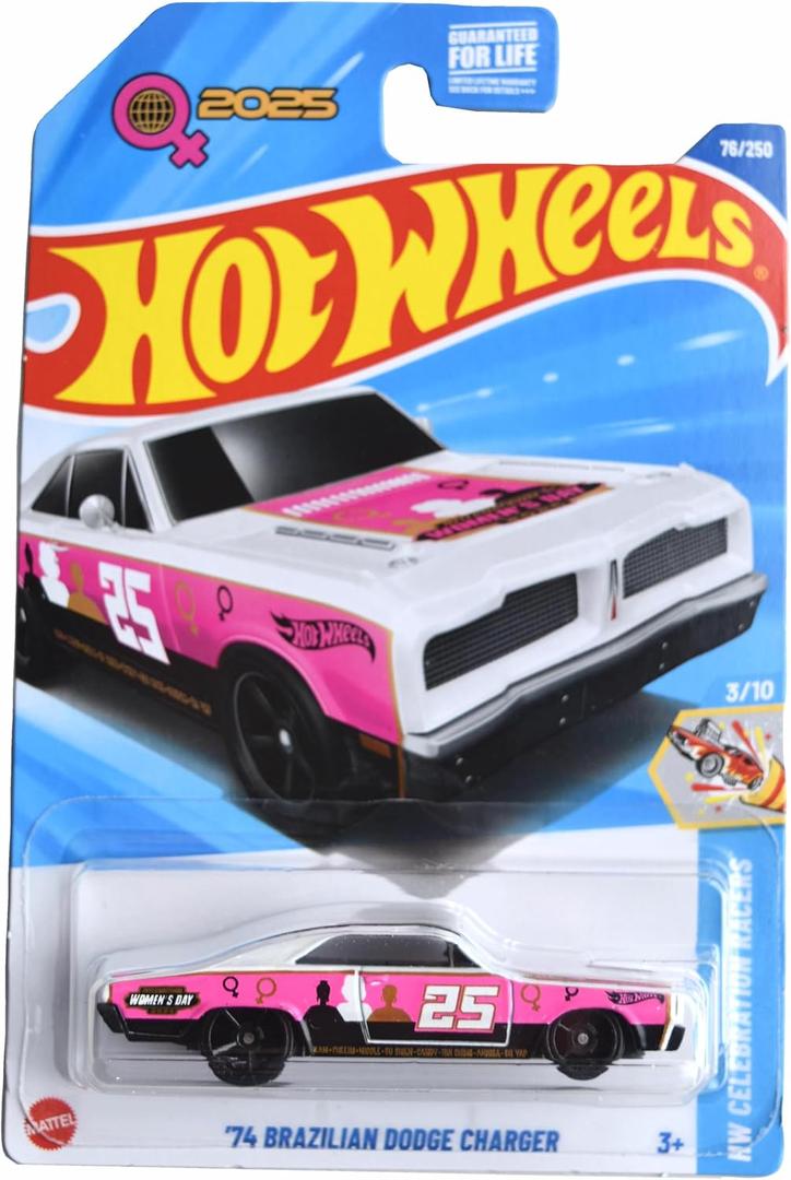 Hot Wheels '74 Brazilian Dodge Charger HW Celebration Racers 3/10 [Pink/White] 76/250,  Hot Wheels '55 Chevy Bel Air Gasser HW Reverse Rake 2/5 [Orange] 63/250,  Hot Wheels Rink Racer HW Ride Ons 5/5 [Blue/White] 168/250, Pack of 3