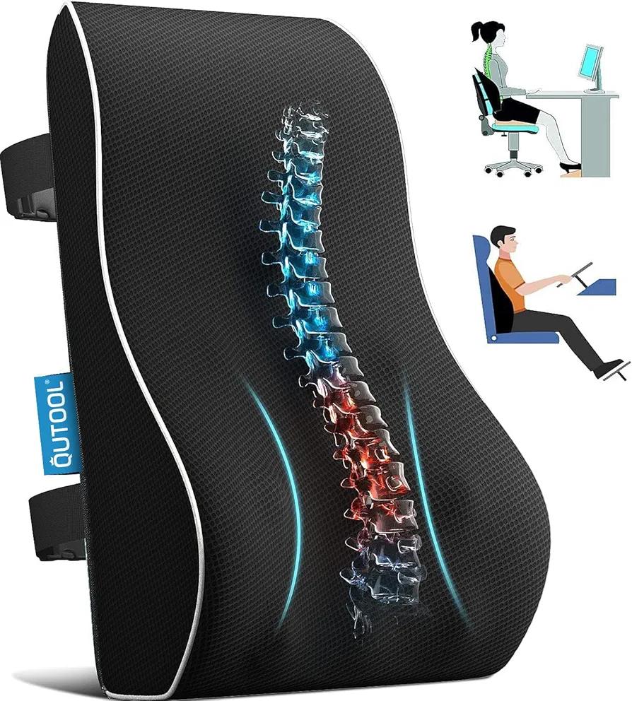 Lumbar Support Inflatable Pillow for Office Chair, Office Home Essentials,Gifts for Mom,Dad, Back Support Pillow for Car, Chair Cushions,Back Pain Relief Improve Posture,Mesh Cover Double Adjustable Straps