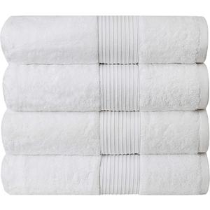 Luxury Oversized Bath Towels | 650 GSM, 34" x 56" | Hotel Quality, Soft & Highly Absorbent | Quick Dry, Thick, Combed Cotton Bathroom Towels | White - 4 Pack