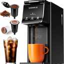 Hot & Iced Coffee Maker for K-Cups & Ground Coffee, Single-Serve Brewer with Bold Setting, Reusable Filter, Travel Mug Friendly, Compact & Quick Brew, Black