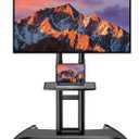 PERLESMITH Rolling TV Stand with Wheels for 32-82 Inch LCD LED 4K Flat Screen TVs, Tilt Mobile TV Cart with Shelf Holds Up to 100 lbs, Height Adjustable Floor TV Stand Max VESA 600x400mm- PSTVMC05