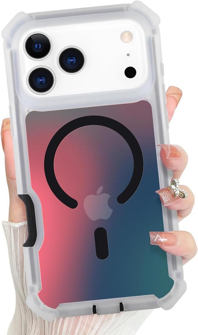 Bonoma for iPhone 17 Pro Case 2025, Iridescent Back, Magnetic Support for MagSafe Shockproof Cover, Crystal and Corner High-Duty Protection for Girls Women -Black