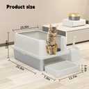 RIZZARI Open Cat Litter Box: Large Beige Stainless Steel Litter Pan 23.8" x 15.9" x 12.4" - High Sided Splash-Proof Easy Clean Toilet for Cats up to 20 lbs - Ideal for - Laundry Areas - Apartments