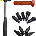 10Pcs Dent Repair Tool Kits inclued Rubber Hammer and 9 Pcs Heads Tap Down Tools, Paintless Dent Removal Tools Kits for Auto Body DIY Dent Fix