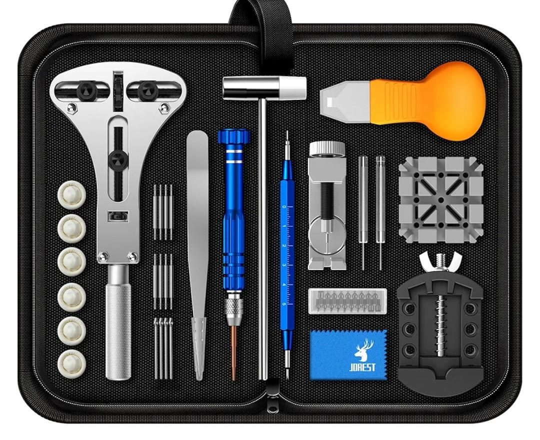 JOREST Watch Repair Tool Kit, Battery Replacement, Strap Adjustment, Bracelet Pin Removal, Band Link Remover, Resizing Tool, Wrench Opening Cover, Case Back Opener, Screwdriver, Spring Bar