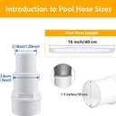 1.5" x 16" Pool Sand Filter Pump Hose for Intex & Coleman Above Ground Pools - with Pool Hose Adapter Replacement Fits Hayward Pump,Skimmer & Saltwater Systems (2, White)