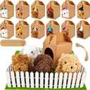 68 Pcs Adopt A Puppy Party Favors Set with 16 Mini Plush Teddy Dog 16 Hats 16 Paper Boxes 16 Adoption Card and Blackboard Chalk Fence Artificial Lawn for Adopt Birthday Party Supplies (Color Style 1)