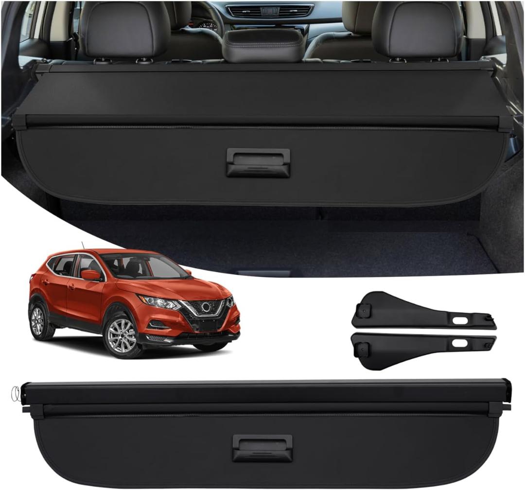 Powerty Cargo Cover for 2017-2022 Nissan Rogue Sport Accessories Trunk Cover Retractable Trunk Shielding Shade Cargo Luggage Cover Black