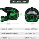Youth Kids Motocross Helmet DOT Approved, Adult ATV Dirt Bike Off-Road Full Face Motorcycle Helmet with Goggles Gloves Mask for Boys Girls,Lightweight Breathable for Riding (Green, Medium)