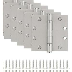 Door Hinges Hardware Hinge 4.5 Inch Square Interior Hinges for Doors Ball Bearing Door Hinge 4-1/2 x 4-1/2 Full Mortise 5 Pack Silver Exterior Door Hinges Bifold Residential Office Hinges 4 ½"x 4 ½"